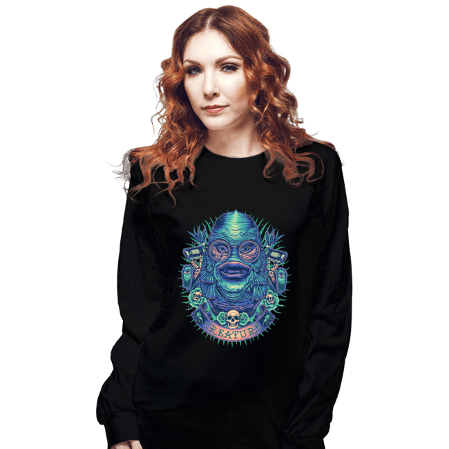 Shirts Long Sleeve Shirts, Unisex / Small / Black Neon Creature