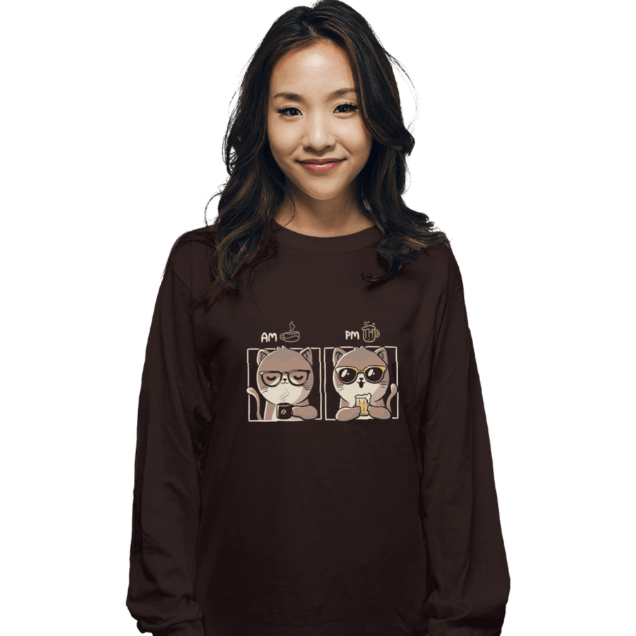 Shirts Long Sleeve Shirts, Unisex / Small / Dark Chocolate AM PM