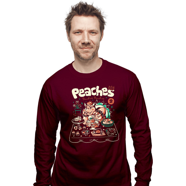 Daily_Deal_Shirts Long Sleeve Shirts, Unisex / Small / Maroon Peaches Peaches Peaches