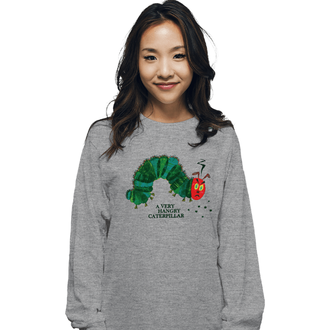 Daily_Deal_Shirts Long Sleeve Shirts, Unisex / Small / Sports Grey Hangry Caterpillar