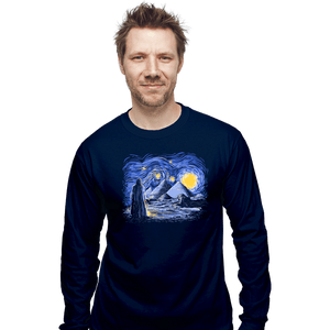 Daily_Deal_Shirts Long Sleeve Shirts, Unisex / Small / Navy Starry Night