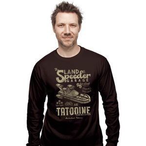 Daily_Deal_Shirts Long Sleeve Shirts, Unisex / Small / Dark Chocolate Land Speeder Garage