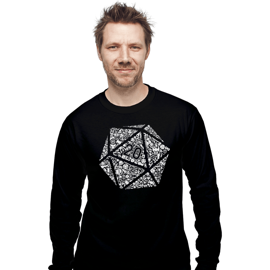 Shirts Long Sleeve Shirts, Unisex / Small / Black Mosaic D20