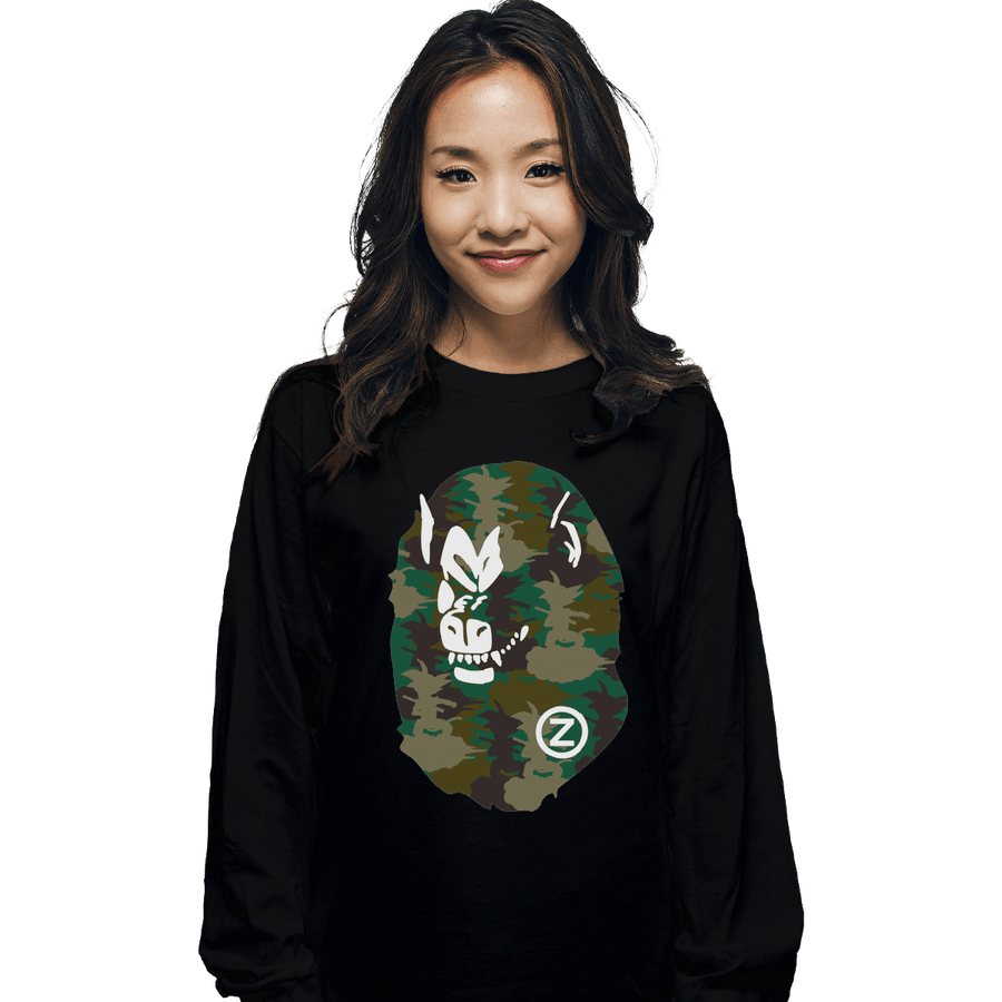 Shirts Long Sleeve Shirts, Unisex / Small / Black A Bathing Oozaru
