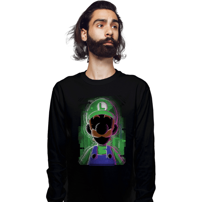 Secret_Shirts Long Sleeve Shirts, Unisex / Small / Black Luigi Glitch