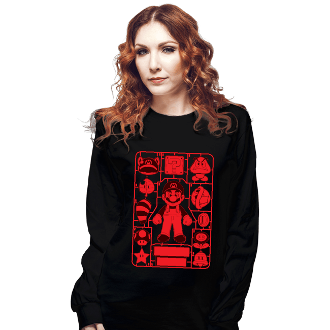 Daily_Deal_Shirts Long Sleeve Shirts, Unisex / Small / Black Mario Model Sprue