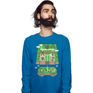 Shirts Long Sleeve Shirts, Unisex / Small / Sapphire Super Console World