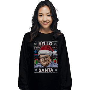 Shirts Long Sleeve Shirts, Unisex / Small / Black Hello Santa