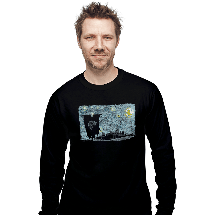 Shirts Long Sleeve Shirts, Unisex / Small / Black Starry DireWolf