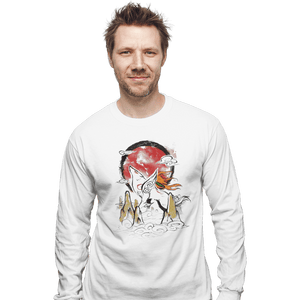 Shirts Long Sleeve Shirts, Unisex / Small / White Okami Ink