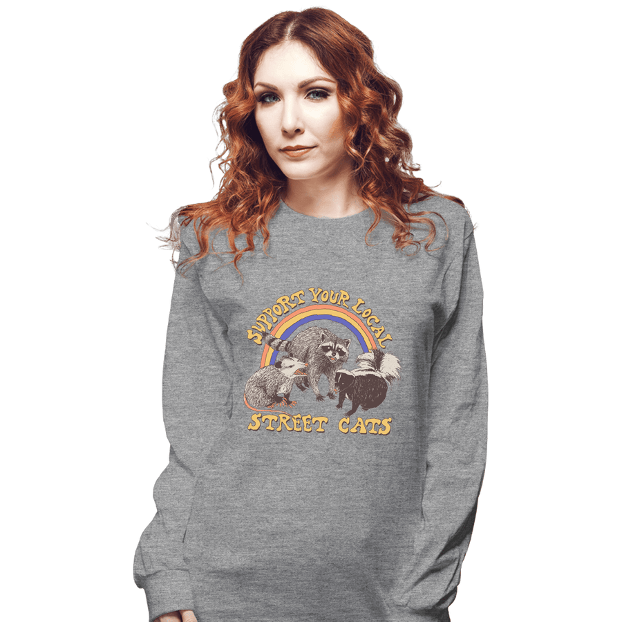 Shirts Long Sleeve Shirts, Unisex / Small / Sports Grey Street Cats