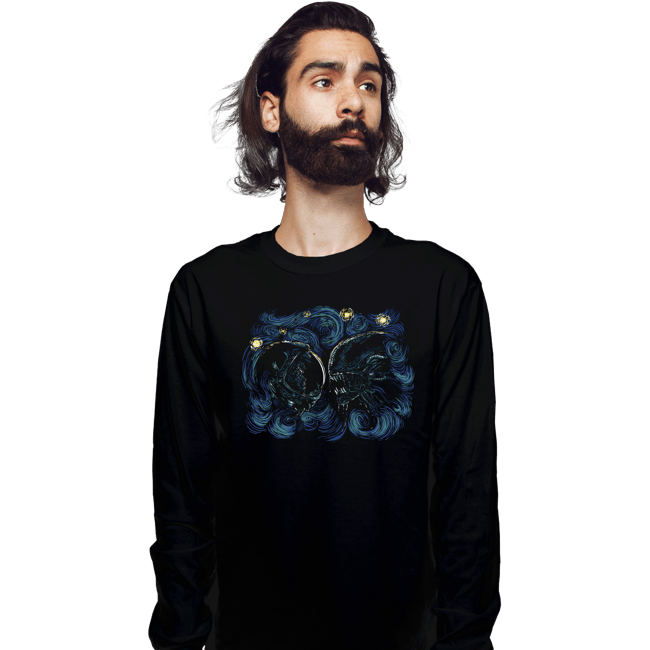 Secret_Shirts Long Sleeve Shirts, Unisex / Small / Black Starry Alien