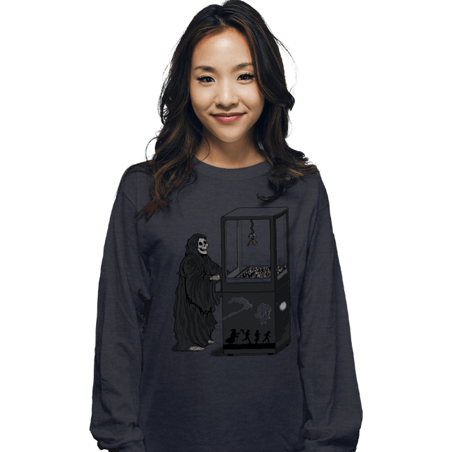 Shirts Long Sleeve Shirts, Unisex / Small / Dark Heather Death Is Random