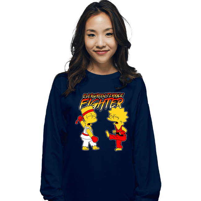 Daily_Deal_Shirts Long Sleeve Shirts, Unisex / Small / Navy Evergreen Terrace Fighter