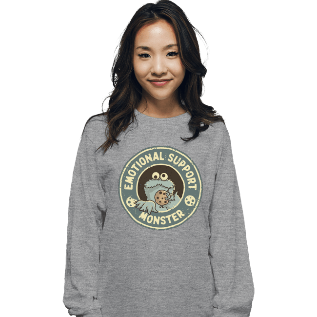 Daily_Deal_Shirts Long Sleeve Shirts, Unisex / Small / Sports Grey Emotional Support Monster