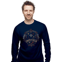 Load image into Gallery viewer, Shirts Long Sleeve Shirts, Unisex / Small / Navy Gamer Crest
