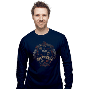 Shirts Long Sleeve Shirts, Unisex / Small / Navy Gamer Crest