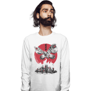 Shirts Long Sleeve Shirts, Unisex / Small / White Giant Moth Attack Sumi-e