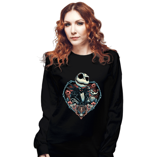 Daily_Deal_Shirts Long Sleeve Shirts, Unisex / Small / Black Heart Jack Skellington