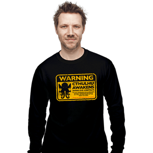 Daily_Deal_Shirts Long Sleeve Shirts, Unisex / Small / Black Cthulhu Warning