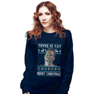 Shirts Long Sleeve Shirts, Unisex / Small / Navy Yippee Ki Christmas