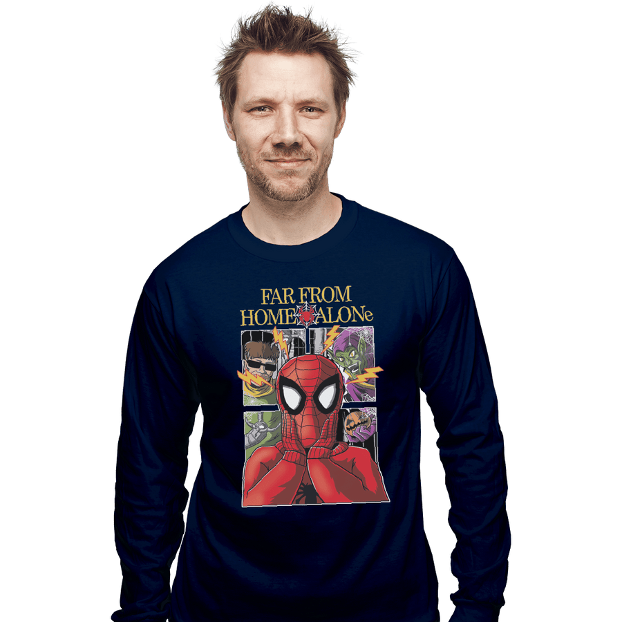 Shirts Long Sleeve Shirts, Unisex / Small / Navy Far From Home Alone
