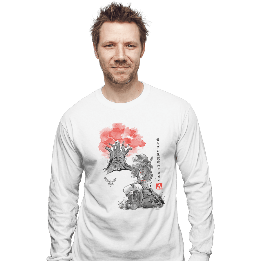 Shirts Long Sleeve Shirts, Unisex / Small / White The Great Deku Sumi-e