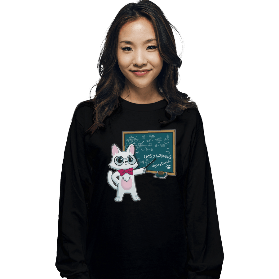 Shirts Long Sleeve Shirts, Unisex / Small / Black Scientist Cat