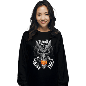 Daily_Deal_Shirts Long Sleeve Shirts, Unisex / Small / Black Dragon Skull Dice