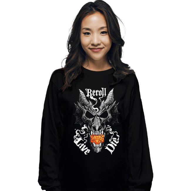 Daily_Deal_Shirts Long Sleeve Shirts, Unisex / Small / Black Dragon Skull Dice