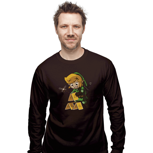 Shirts Long Sleeve Shirts, Unisex / Small / Dark Chocolate Tri-House Of Cards