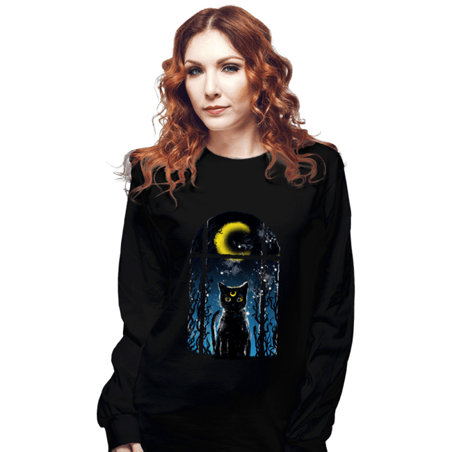 Shirts Long Sleeve Shirts, Unisex / Small / Black Moon Visitor
