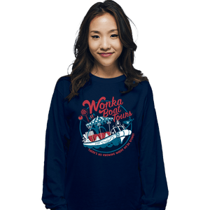 Daily_Deal_Shirts Long Sleeve Shirts, Unisex / Small / Navy Wonka Boat Tours