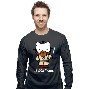 Daily_Deal_Shirts Long Sleeve Shirts, Unisex / Small / Charcoal Obi Kitty