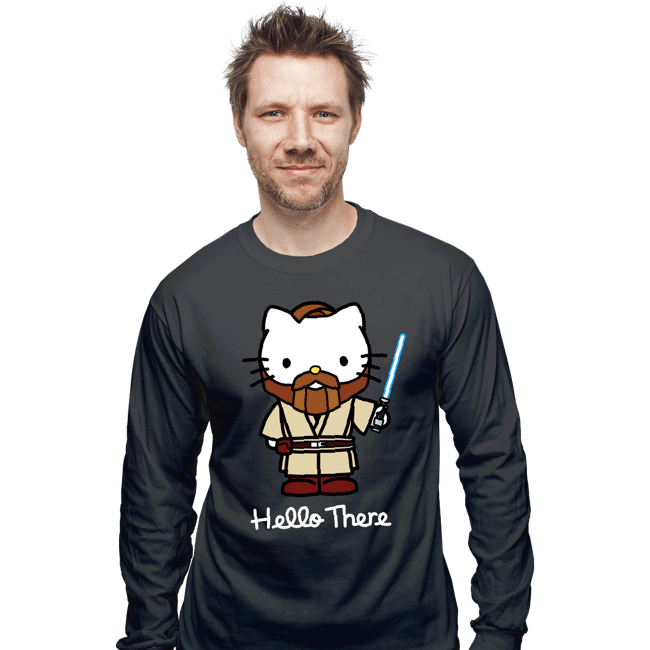Daily_Deal_Shirts Long Sleeve Shirts, Unisex / Small / Charcoal Obi Kitty