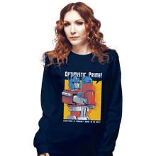 Load image into Gallery viewer, Shirts Long Sleeve Shirts, Unisex / Small / Navy Optimistic Prime
