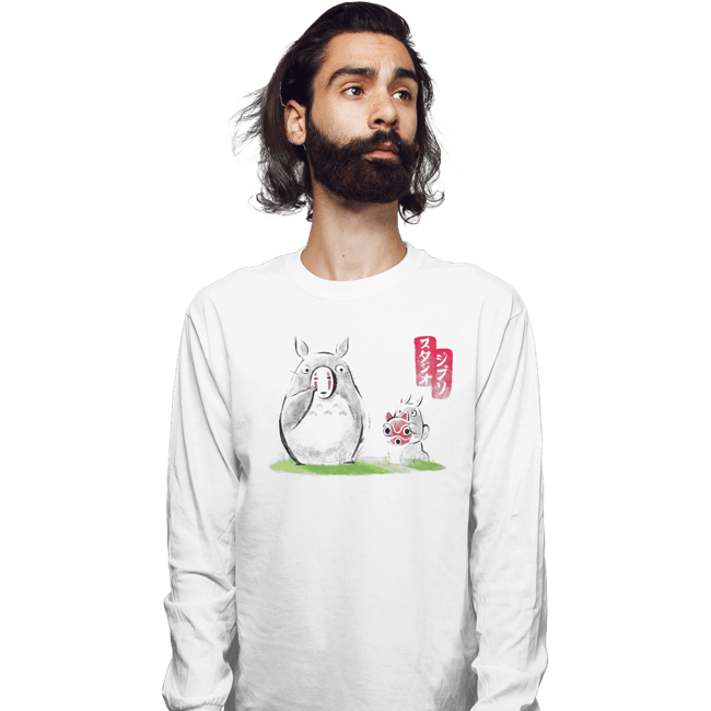 Shirts Long Sleeve Shirts, Unisex / Small / White Anime Ink