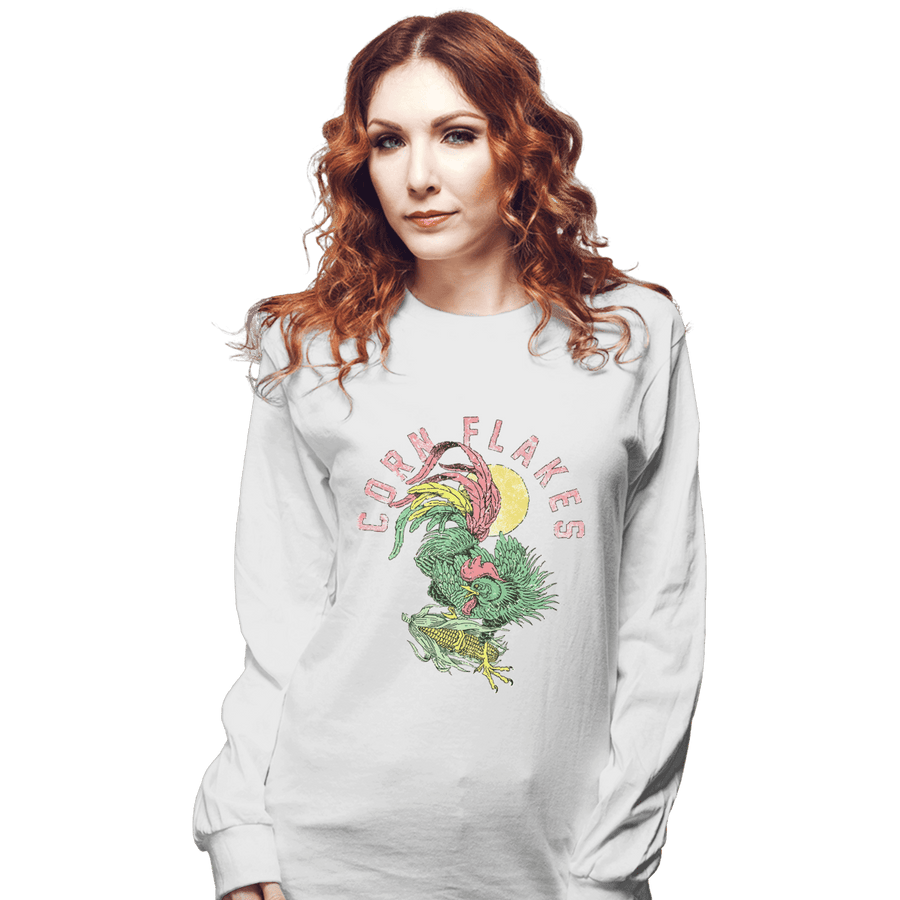 Shirts Long Sleeve Shirts, Unisex / Small / White Corn Flakes