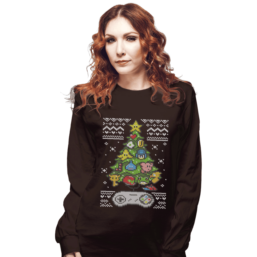 Shirts Long Sleeve Shirts, Unisex / Small / Dark Chocolate A Classic Gamers Christmas