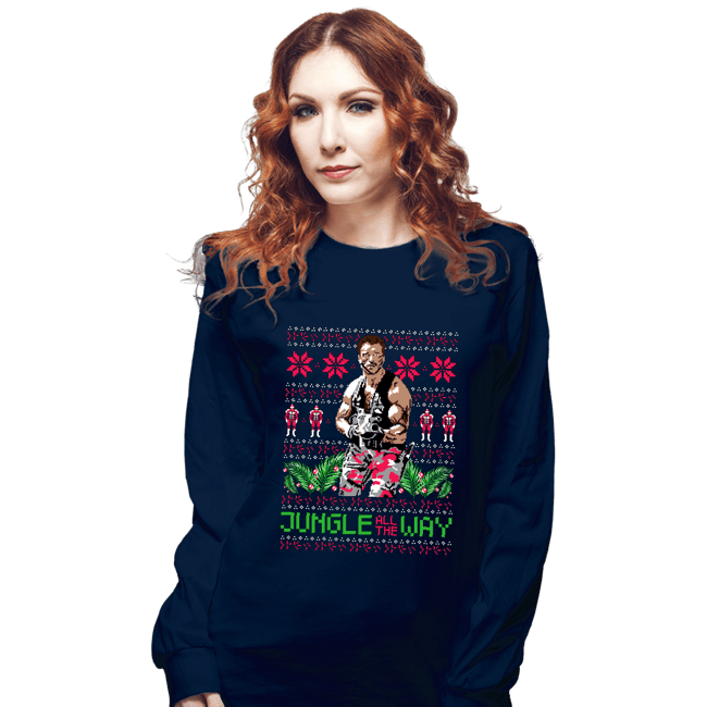 Shirts Long Sleeve Shirts, Unisex / Small / Navy Jingle All The Way Predator