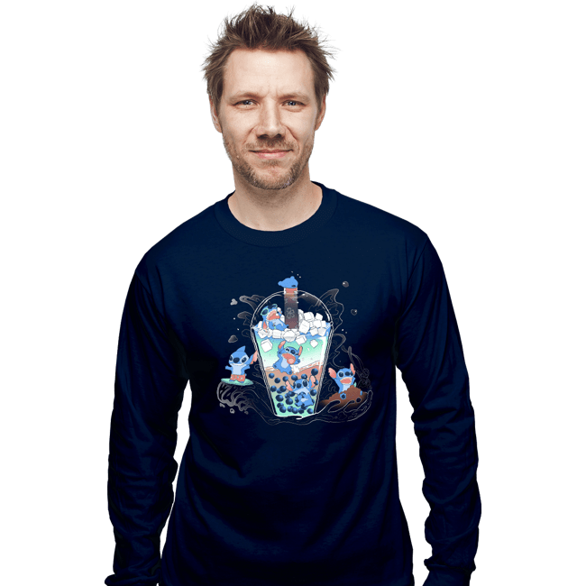 Daily_Deal_Shirts Long Sleeve Shirts, Unisex / Small / Navy Bubble Stitch