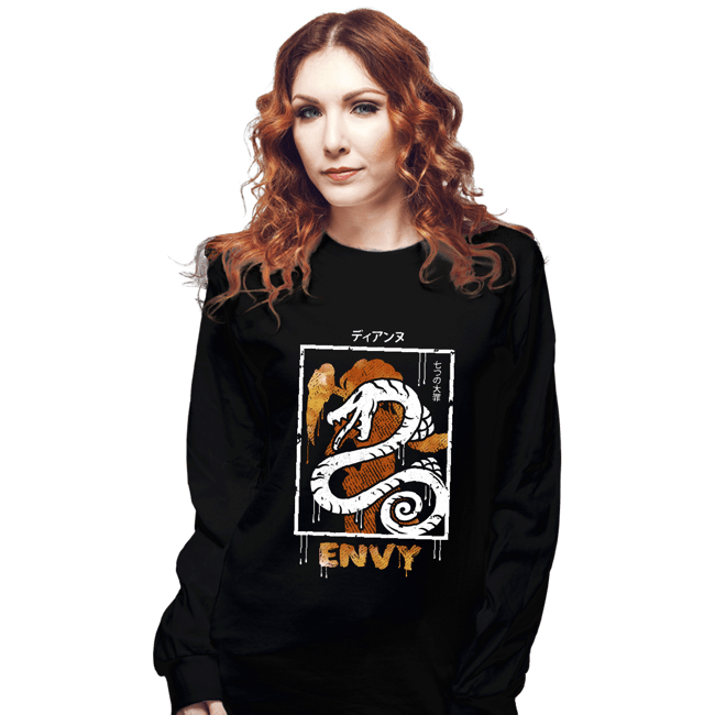Shirts Long Sleeve Shirts, Unisex / Small / Black Sin of Envy Serpent