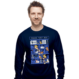 Shirts Long Sleeve Shirts, Unisex / Small / Navy Library Box Who