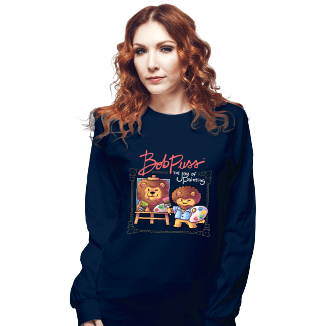 Daily_Deal_Shirts Long Sleeve Shirts, Unisex / Small / Navy Kitty Painter
