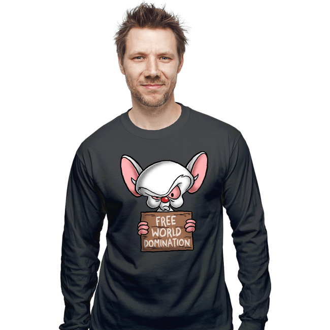 Daily_Deal_Shirts Long Sleeve Shirts, Unisex / Small / Charcoal Free World Domination
