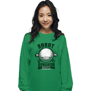 Shirts Long Sleeve Shirts, Unisex / Small / Irish Green Robot Depreciation Society