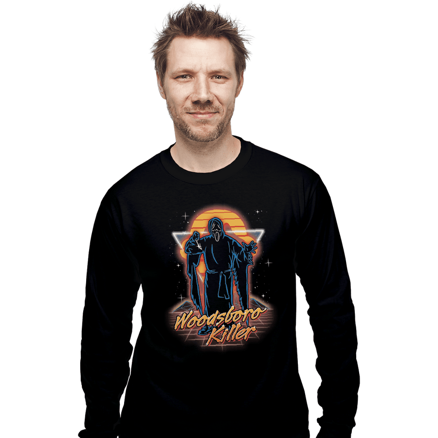 Shirts Long Sleeve Shirts, Unisex / Small / Black Retro Woodsboro Killer