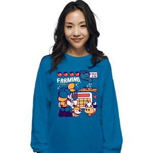 Shirts Long Sleeve Shirts, Unisex / Small / Sapphire Farmer Days