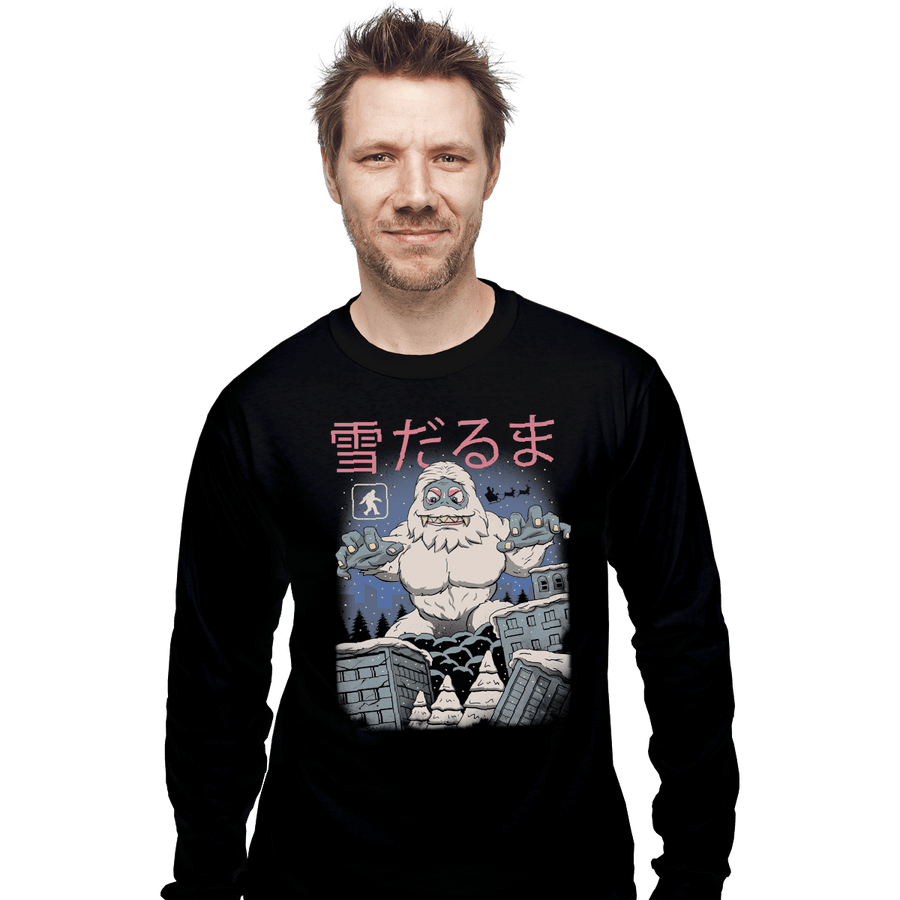 Shirts Long Sleeve Shirts, Unisex / Small / Black Kaiju Snowman