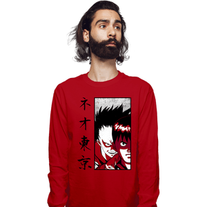 Shirts Long Sleeve Shirts, Unisex / Small / Red Neo Tokyo